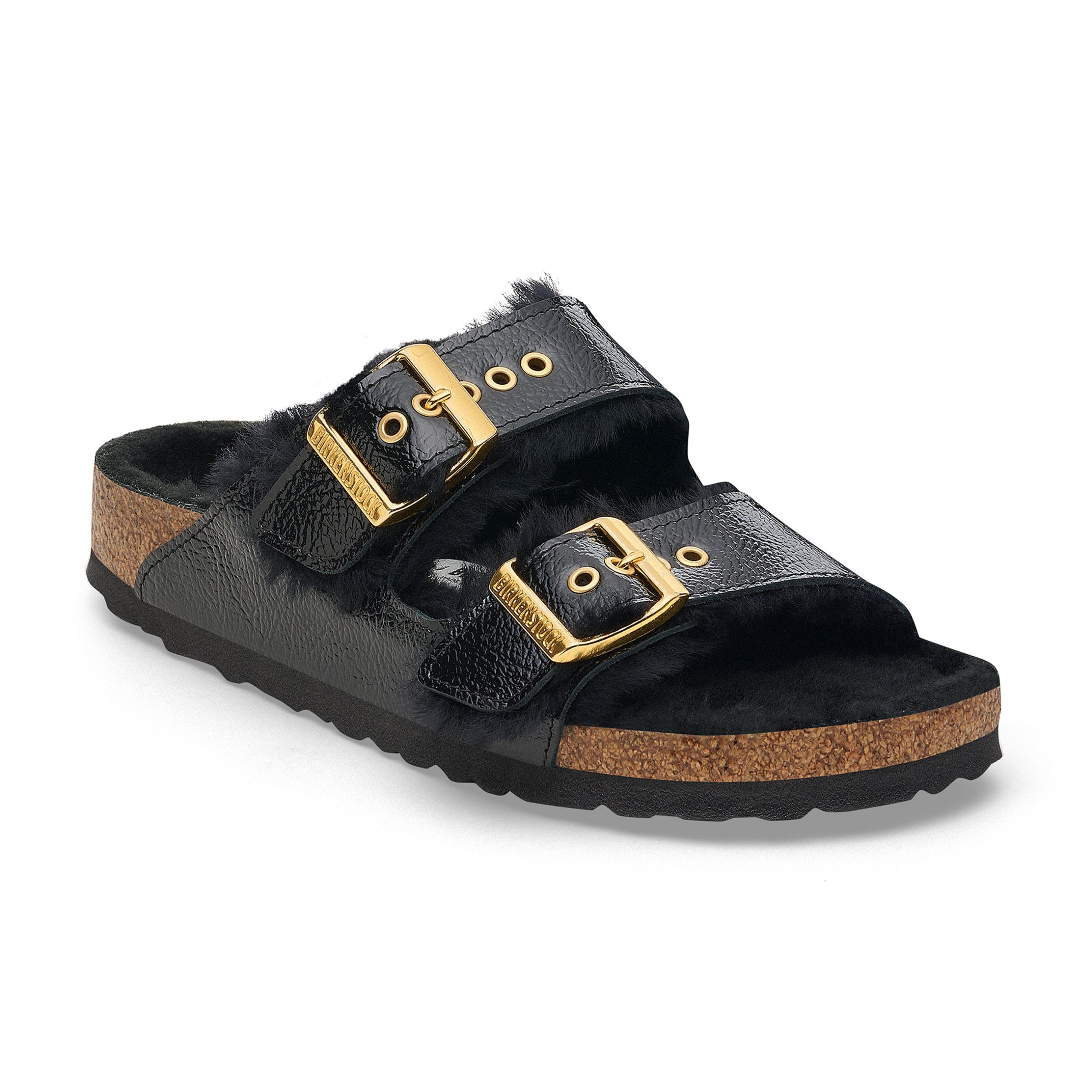 Arizona Shearling Naplak Black Natural Leather Patent/Shearling