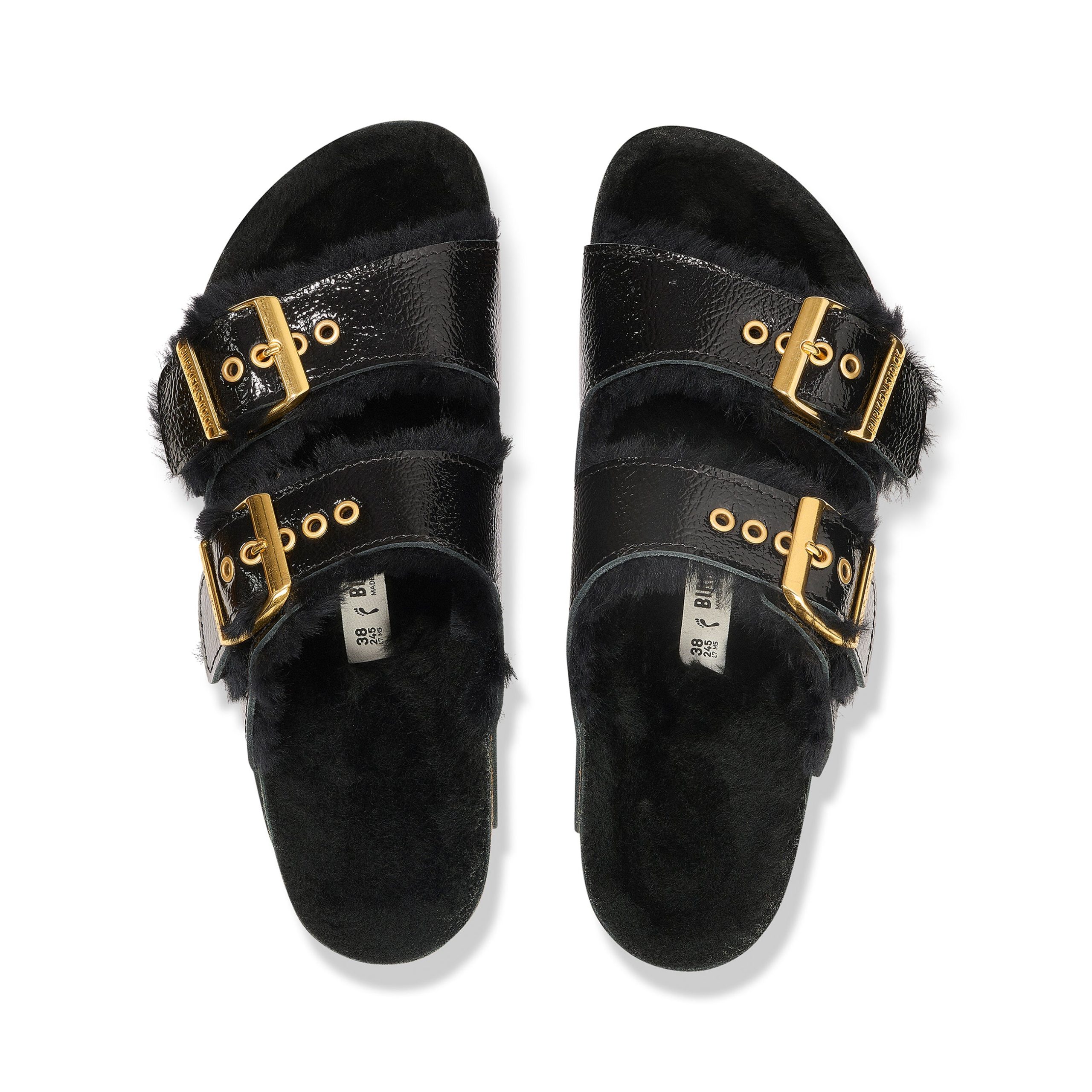 Arizona Shearling Naplak Black Natural Leather Patent/Shearling - Image 3